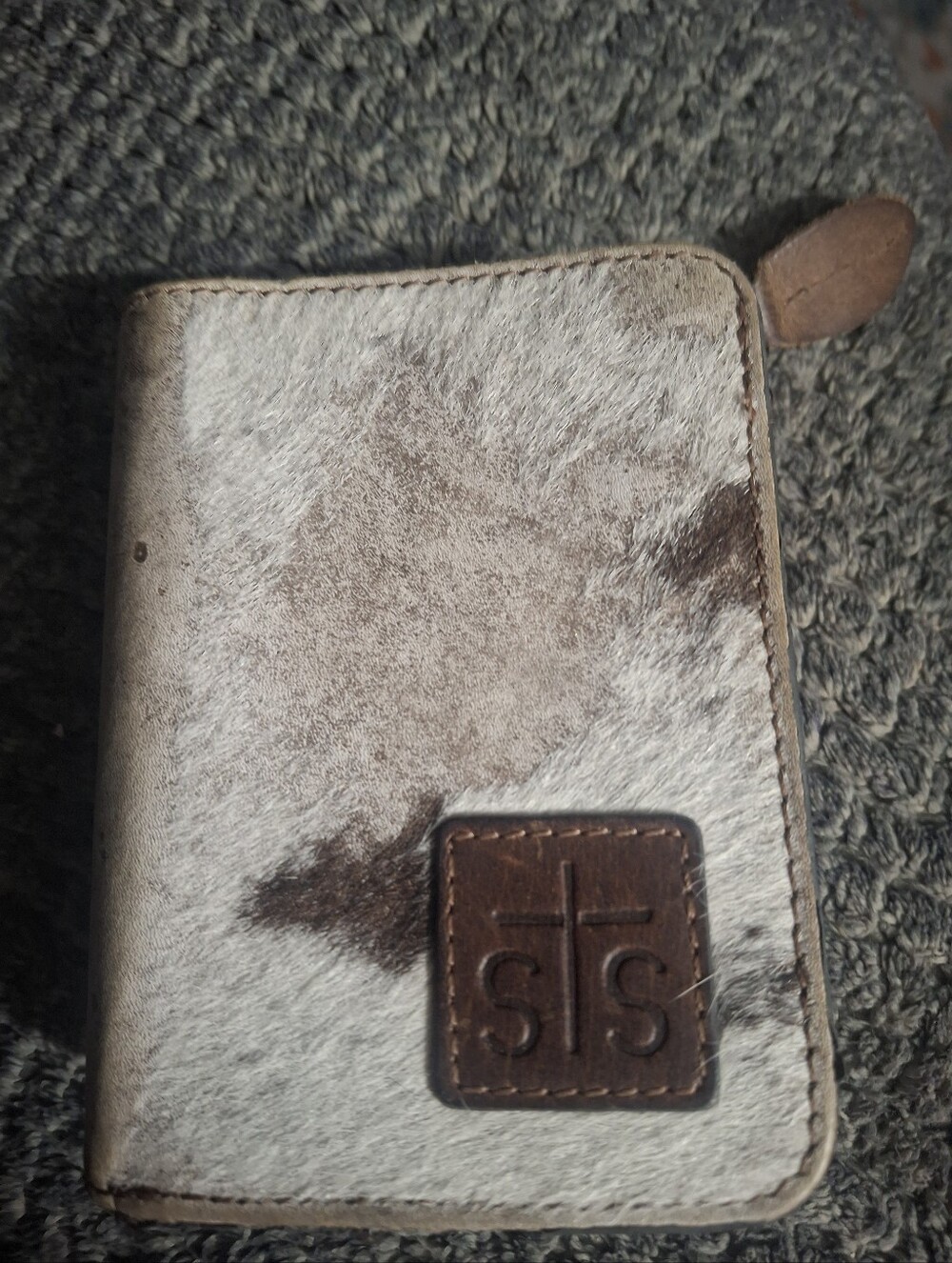 STS Ranchwear Brown and White Cowhide Zip Wallet